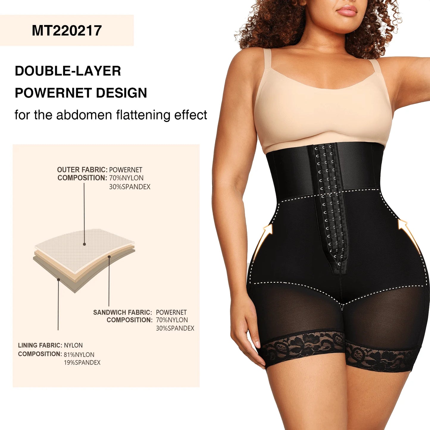 Luna (3-bones Triple-breasted High-waisted Elastic Body Butt Lifter)